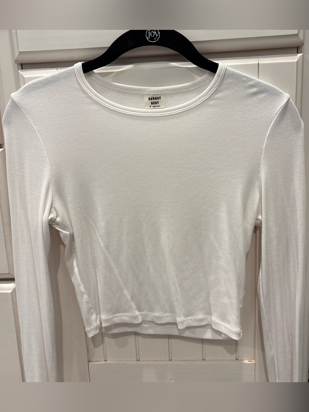 Aritzia White Long-Sleeve Ribbed Crop Tee